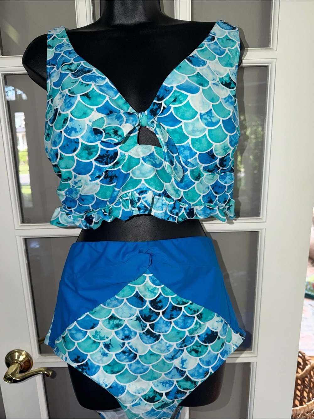 torrid Blue Aqua Mermaid-Print Swim Bikini and bottom 2pc 1X